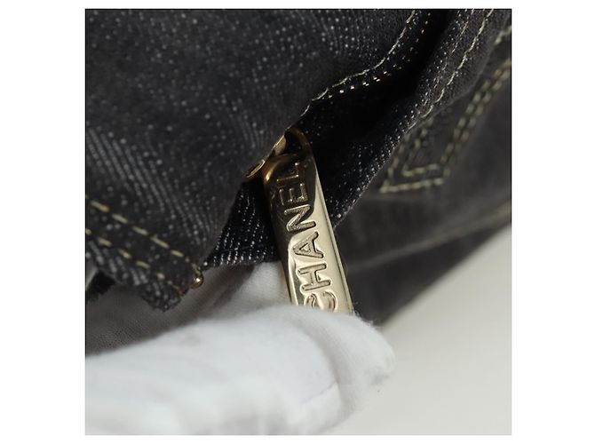 Borsa a Spalla CHANEL COCO Mark in Denim Blu Navy con CC Dorato Auth 171512SAM D'oro - vista 10