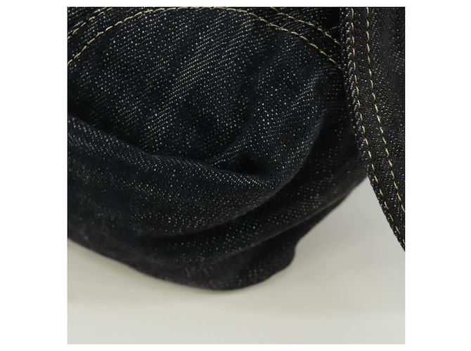 Borsa a Spalla CHANEL COCO Mark in Denim Blu Navy con CC Dorato Auth 171512SAM D'oro - vista 16