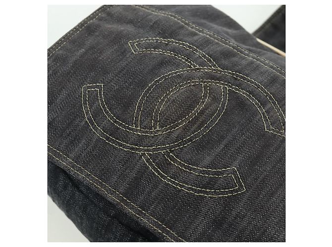 Borsa a Spalla CHANEL COCO Mark in Denim Blu Navy con CC Dorato Auth 171512SAM D'oro - vista 17