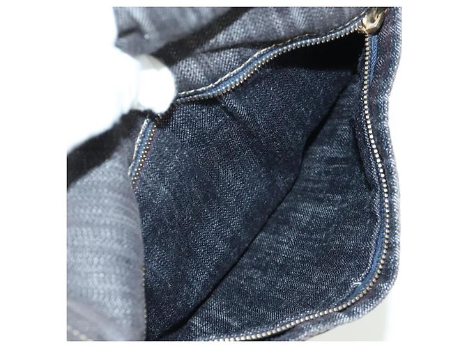 Borsa a Spalla CHANEL COCO Mark in Denim Blu Navy con CC Dorato Auth 171512SAM D'oro - vista 18