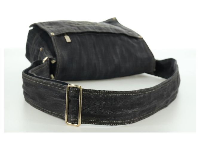 Borsa a Spalla CHANEL COCO Mark in Denim Blu Navy con CC Dorato Auth 171512SAM D'oro - vista 7