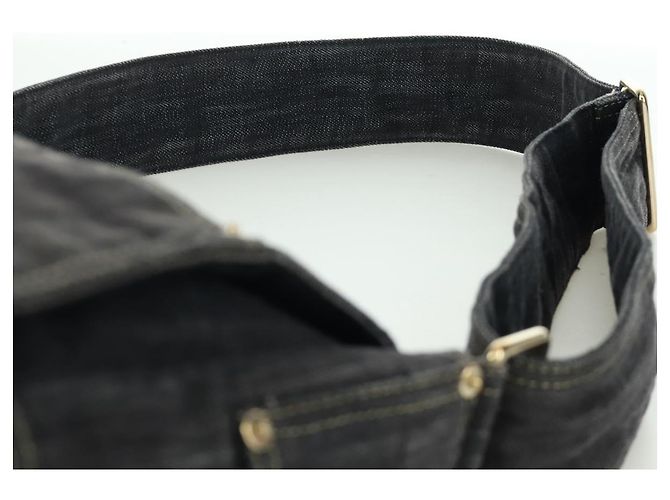 Borsa a Spalla CHANEL COCO Mark in Denim Blu Navy con CC Dorato Auth 171512SAM D'oro - vista 8