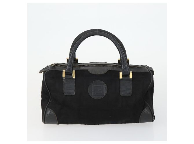 Borsa FENDI Zucchino Zucca in nylon, pelle, PVC e tela 2 pezzi nero marrone Auth fm5169 - vista 17