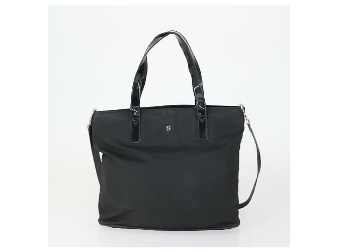 Borsa FENDI Zucchino Zucca in nylon, pelle, PVC e tela 2 pezzi nero marrone Auth fm5169 - vista 2