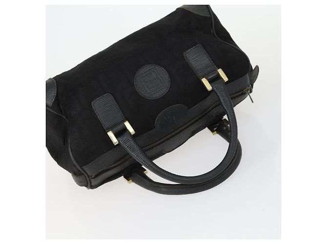 Borsa FENDI Zucchino Zucca in nylon, pelle, PVC e tela 2 pezzi nero marrone Auth fm5169 - vista 20