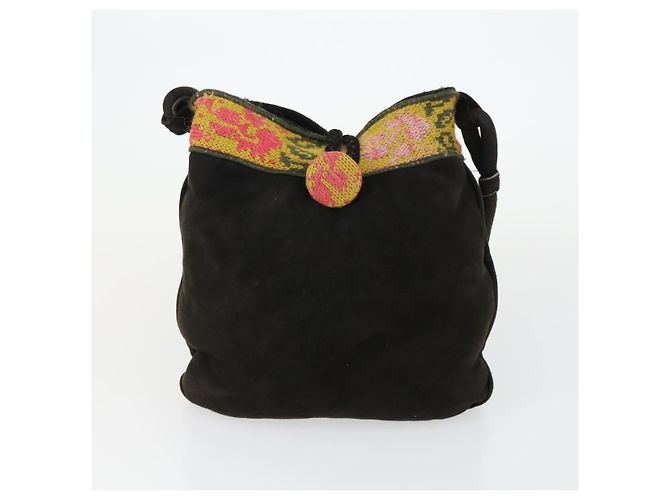 Borsa FENDI Zucchino Zucca in nylon, pelle, PVC e tela 2 pezzi nero marrone Auth fm5169 - vista 23