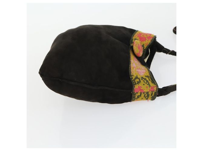 Borsa FENDI Zucchino Zucca in nylon, pelle, PVC e tela 2 pezzi nero marrone Auth fm5169 - vista 25
