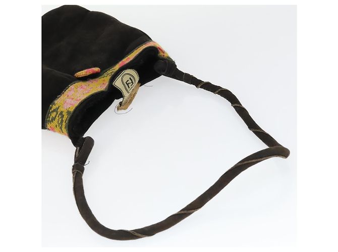 Borsa FENDI Zucchino Zucca in nylon, pelle, PVC e tela 2 pezzi nero marrone Auth fm5169 - vista 26