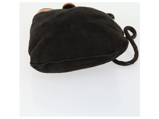 Borsa FENDI Zucchino Zucca in nylon, pelle, PVC e tela 2 pezzi nero marrone Auth fm5169 - vista 28