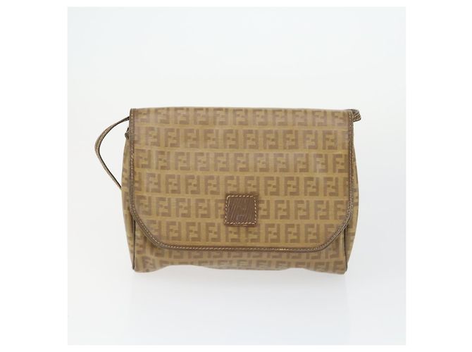 Borsa FENDI Zucchino Zucca in nylon, pelle, PVC e tela 2 pezzi nero marrone Auth fm5169 - vista 9
