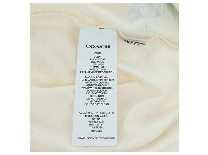 Coach Camiseta de manga corta Snoopy de algodón blanco Auth 166916M - vista 11