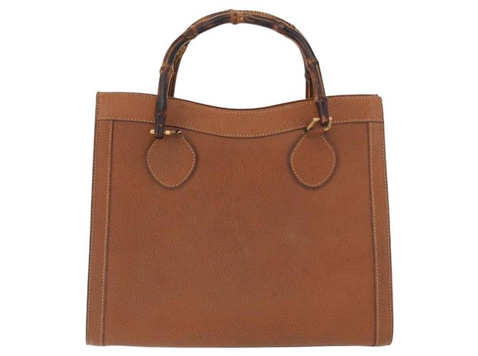 Borsa a mano in pelle Gucci Bamboo marrone oro 002 123 0260 Auth 172890 D'oro - vista 2