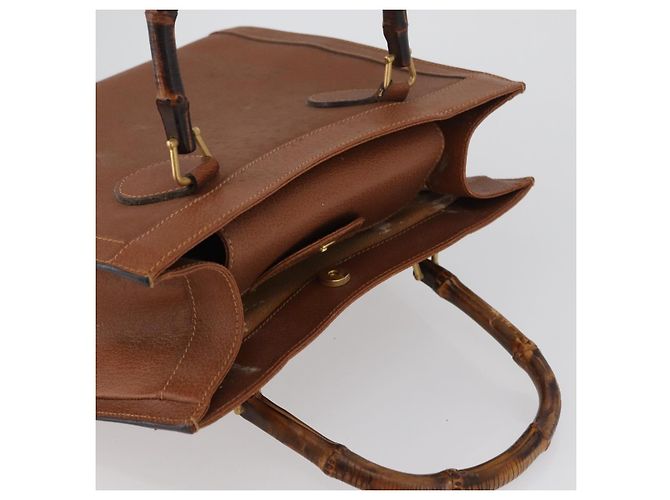 Borsa a mano in pelle Gucci Bamboo marrone oro 002 123 0260 Auth 172890 D'oro - vista 6