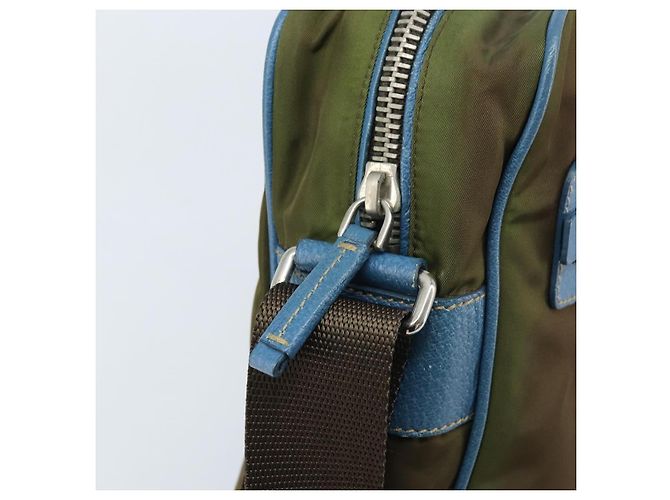 Borsa a Spalla PRADA Nylon Khaki Argento Autentica 172848 Cachi - vista 10