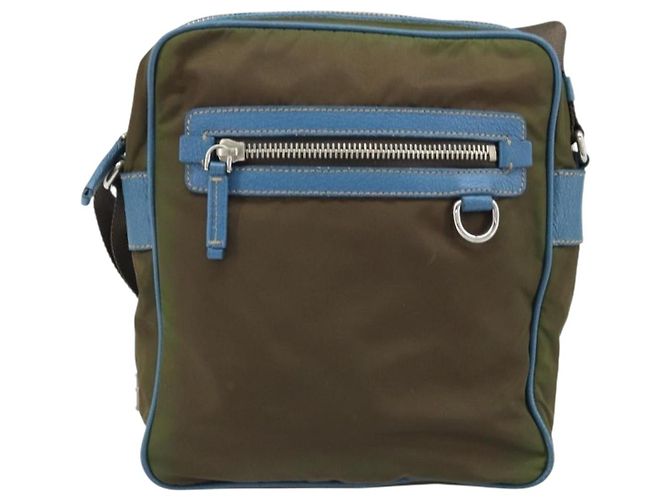 Borsa a Spalla PRADA Nylon Khaki Argento Autentica 172848 Cachi - vista 13
