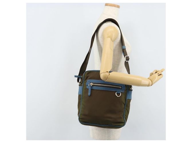 Borsa a Spalla PRADA Nylon Khaki Argento Autentica 172848 Cachi - vista 25