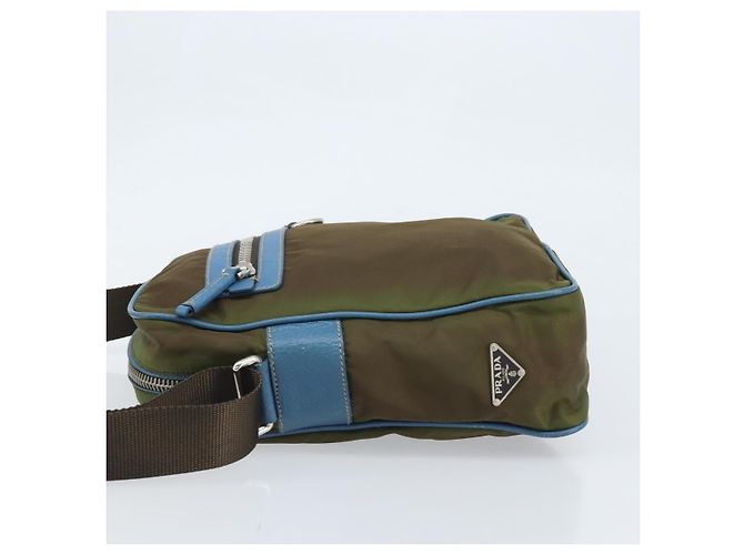 Borsa a Spalla PRADA Nylon Khaki Argento Autentica 172848 Cachi - vista 4
