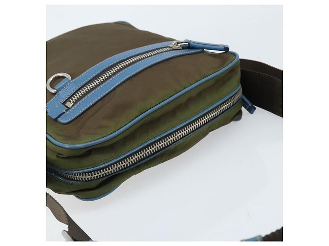 Borsa a Spalla PRADA Nylon Khaki Argento Autentica 172848 Cachi - vista 6