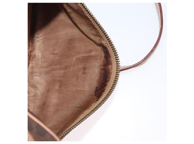 Céline Borsa a Spalla in Tela Macadam CELINE in Pelle PVC Marrone Oro Auth ki6508 D'oro - vista 11