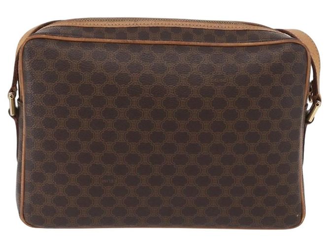 Céline Borsa a Spalla in Tela Macadam CELINE in Pelle PVC Marrone Oro Auth ki6508 D'oro - vista 2