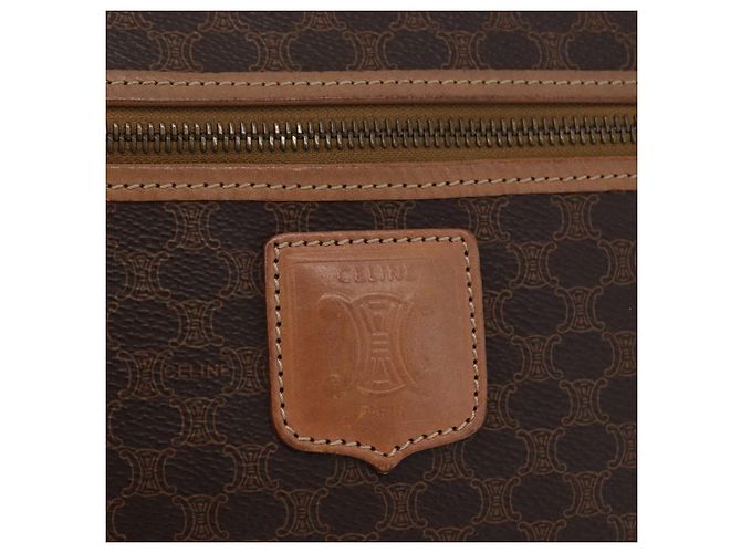Céline Borsa a Spalla in Tela Macadam CELINE in Pelle PVC Marrone Oro Auth ki6508 D'oro - vista 20