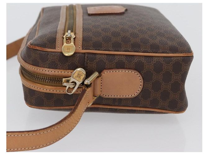 Céline Borsa a Spalla in Tela Macadam CELINE in Pelle PVC Marrone Oro Auth ki6508 D'oro - vista 4