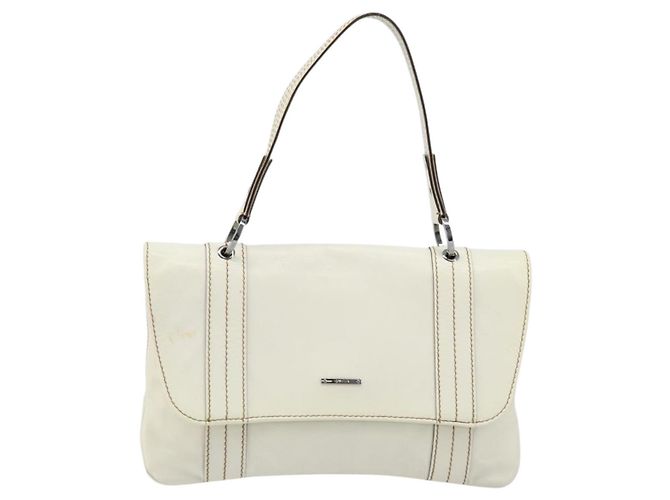 Borsa a mano GUCCI in pelle bianca e argento 113014 Auth 172961 Bianco - vista 13