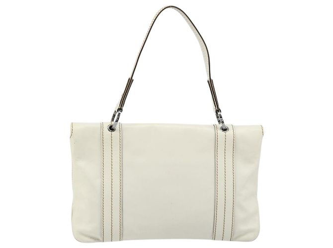 Borsa a mano GUCCI in pelle bianca e argento 113014 Auth 172961 Bianco - vista 2