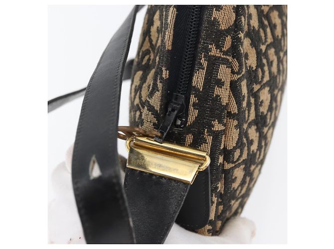 Borsa a Spalla in Tela Trotter Christian Dior Blu Navy Oro Auth 172485 D'oro - vista 10