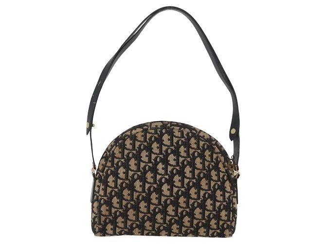 Borsa a Spalla in Tela Trotter Christian Dior Blu Navy Oro Auth 172485 D'oro - vista 2