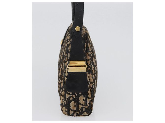 Borsa a Spalla in Tela Trotter Christian Dior Blu Navy Oro Auth 172485 D'oro - vista 3