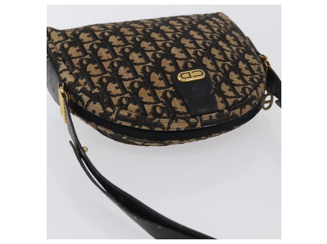 Borsa a Spalla in Tela Trotter Christian Dior Blu Navy Oro Auth 172485 D'oro - vista 6