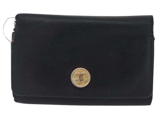 Estojo para chaves CHANEL em couro preto CC Auth 172555 - vista 13