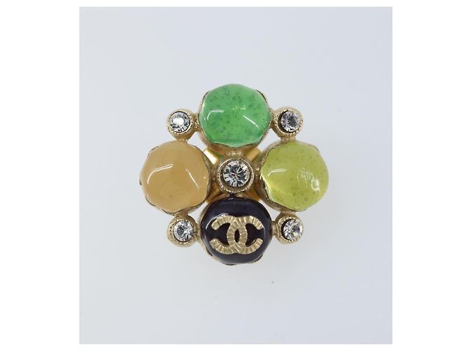 Spilla in metallo CC Gripoix di CHANEL Pietra multicolore Oro CC Auth am10855V D'oro - vista 2