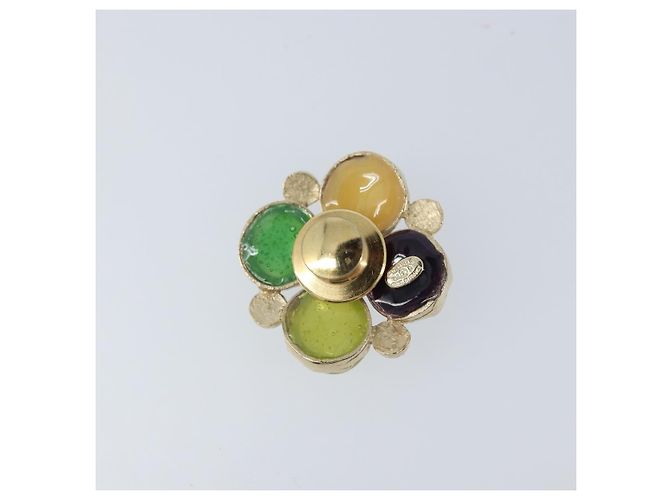 Spilla in metallo CC Gripoix di CHANEL Pietra multicolore Oro CC Auth am10855V D'oro - vista 3