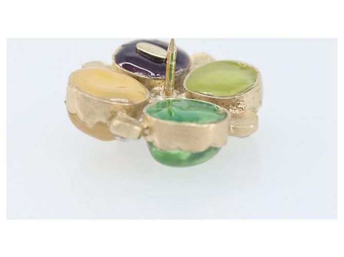 Spilla in metallo CC Gripoix di CHANEL Pietra multicolore Oro CC Auth am10855V D'oro - vista 8