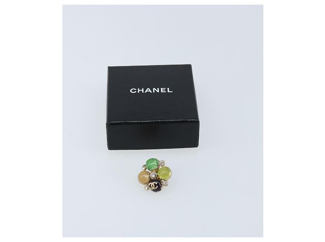 Spilla in metallo CC Gripoix di CHANEL Pietra multicolore Oro CC Auth am10855V D'oro - vista 9