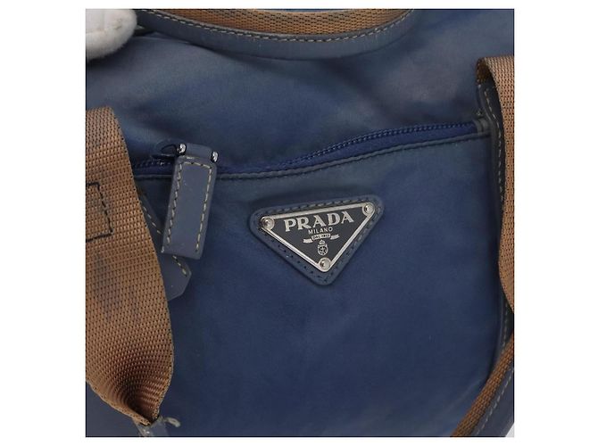 PRADA Borsa a mano in nylon blu argento Auth mr2051 - vista 19