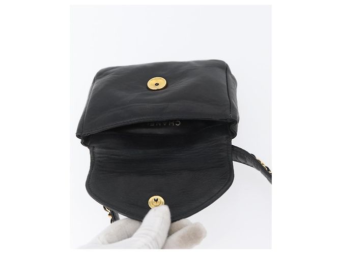 CHANEL COCO Gürteltasche Mark Chain Lammleder Schwarz Gold CC Auth BA11165 Golden - Ansicht 10