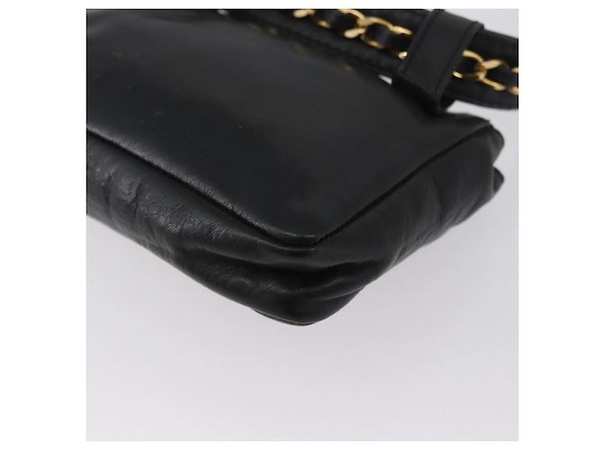 CHANEL COCO Gürteltasche Mark Chain Lammleder Schwarz Gold CC Auth BA11165 Golden - Ansicht 18