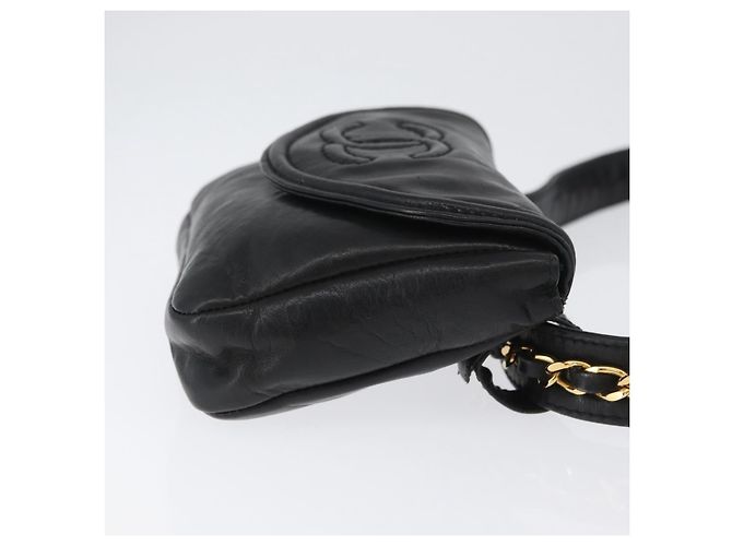 CHANEL COCO Gürteltasche Mark Chain Lammleder Schwarz Gold CC Auth BA11165 Golden - Ansicht 3