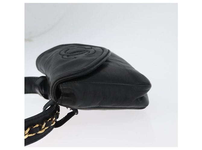 CHANEL COCO Gürteltasche Mark Chain Lammleder Schwarz Gold CC Auth BA11165 Golden - Ansicht 4