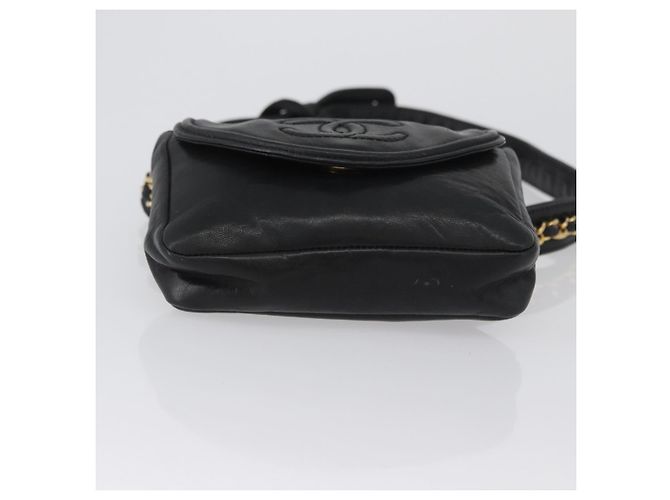 CHANEL COCO Gürteltasche Mark Chain Lammleder Schwarz Gold CC Auth BA11165 Golden - Ansicht 5