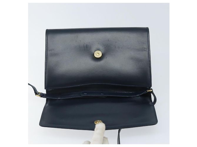 Borsa a Spalla in Pelle GUCCI Blu Navy Oro 406 004 2008 Auth am10743 D'oro - vista 10