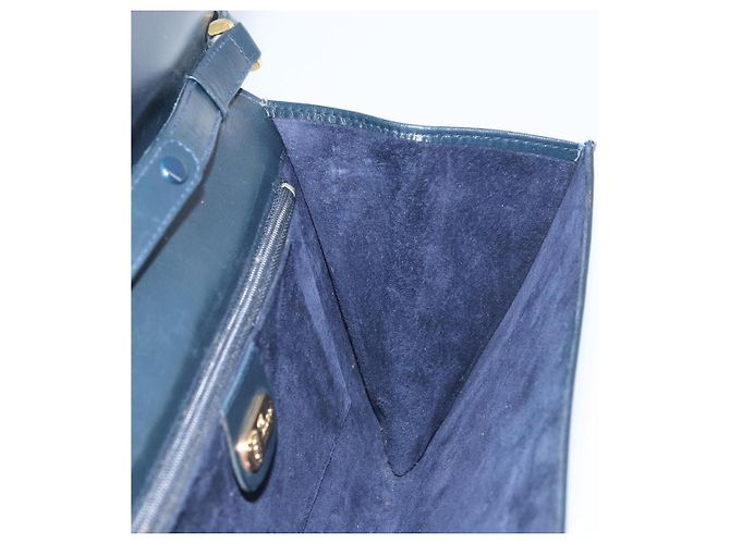 Borsa a Spalla in Pelle GUCCI Blu Navy Oro 406 004 2008 Auth am10743 D'oro - vista 19