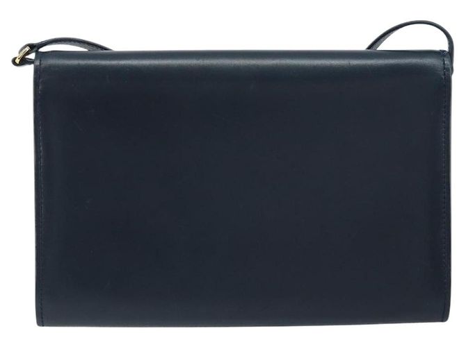 Borsa a Spalla in Pelle GUCCI Blu Navy Oro 406 004 2008 Auth am10743 D'oro - vista 2