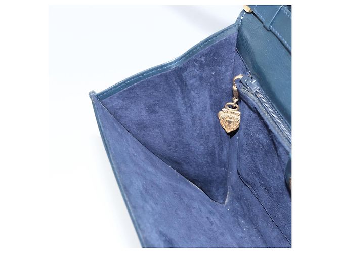 Borsa a Spalla in Pelle GUCCI Blu Navy Oro 406 004 2008 Auth am10743 D'oro - vista 20