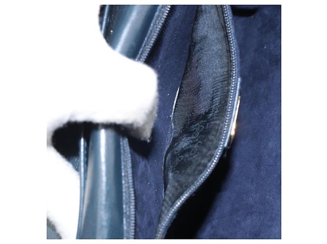 Borsa a Spalla in Pelle GUCCI Blu Navy Oro 406 004 2008 Auth am10743 D'oro - vista 22