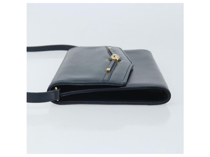 Borsa a Spalla in Pelle GUCCI Blu Navy Oro 406 004 2008 Auth am10743 D'oro - vista 4
