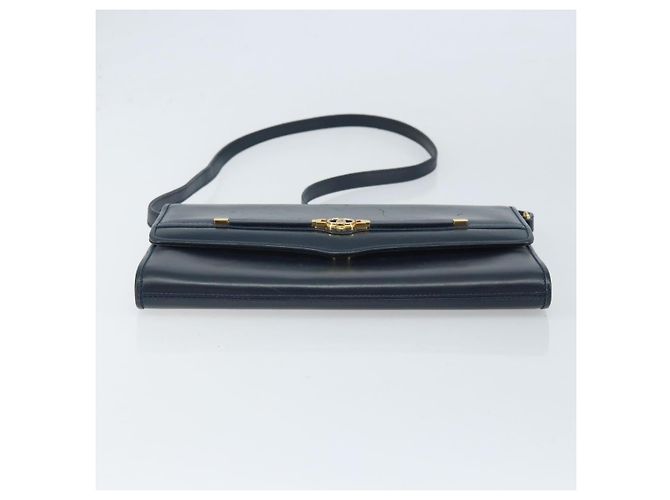 Borsa a Spalla in Pelle GUCCI Blu Navy Oro 406 004 2008 Auth am10743 D'oro - vista 5